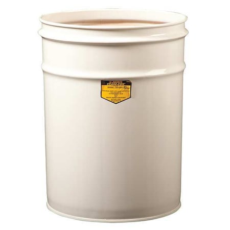 Justrite Open Head Waste Receptacle Drum, Steel, 6 gal, Unlined, White 26050W