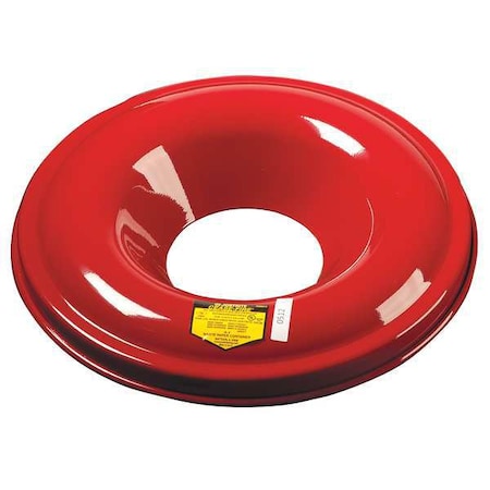 Justrite Utility Drum Top, Cease-Fire, Red, Metal 26355