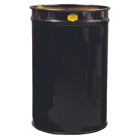 Justrite Open Head Waste Receptacle Drum, Steel, 55 gal, Unlined, Black 26054K