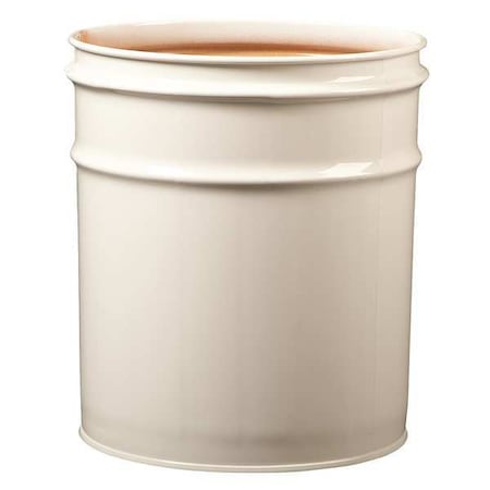 Justrite Open Head Waste Receptacle Drum, Steel, 4.5 gal, Unlined, White 26040W