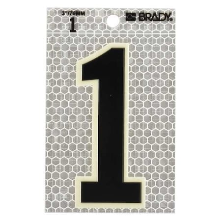 Brady Number Label, 3-1/2 in H, 2-1/2 in W, PK10 3010-1