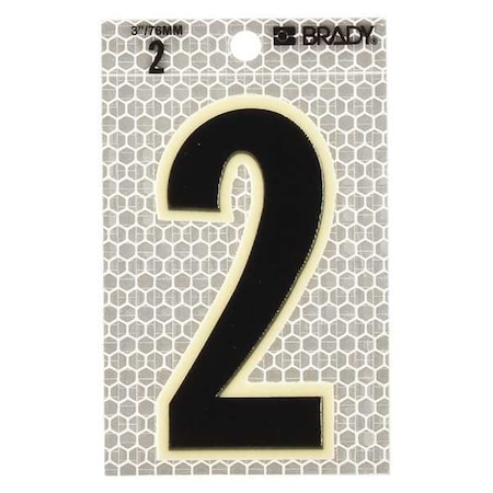 Brady Number Label, 3-1/2 in H, 2-1/2 in W, PK10 3010-2