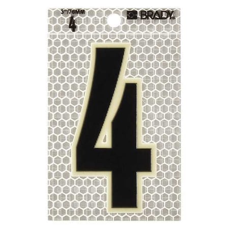 Brady Number Label, 3-1/2 in H, 2-1/2 in W, PK10 3010-4