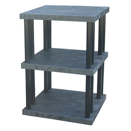 Structural Plastics Freestanding Plastic Shelving, Open Style, 36 in D, 36 in W, 51 in H, 3 Shelves, Black ST3636x3