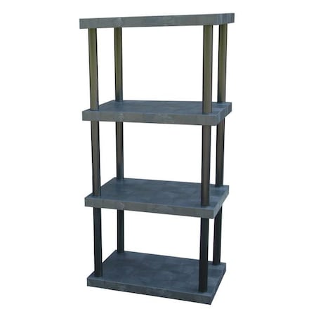 Structural Plastics Freestanding Plastic Shelving, Open Style, 24 in D, 36 in W, 75 in H, 4 Shelves, Black ST3624x4