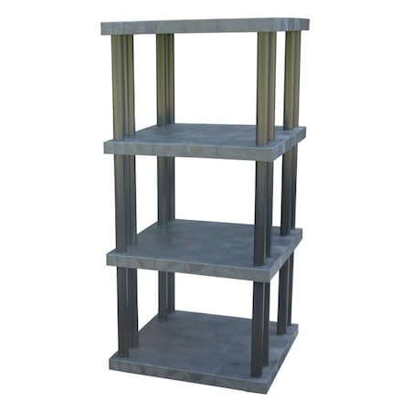 Structural Plastics Freestanding Plastic Shelving, Open Style, 36 in D, 36 in W, 75 in H, 4 Shelves, Black ST3636x4