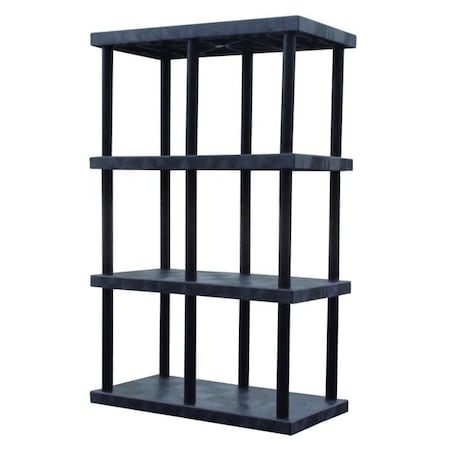 Structural Plastics Freestanding Plastic Shelving, Open Style, 24 in D, 48 in W, 75 in H, 4 Shelves, Black ST4824x4