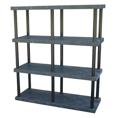 Structural Plastics Freestanding Plastic Shelving, Open Style, 24 in D, 66 in W, 75 in H, 4 Shelves, Black ST6624x4