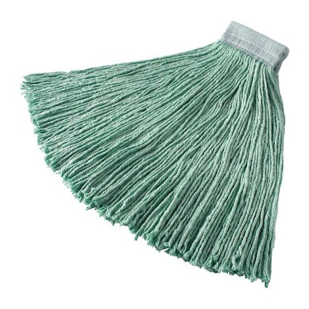 Rubbermaid Commercial 5 in String Wet Mop, 28 oz Dry Wt, Clamp On Connection, Cut-End, Green, Synthetic, PK6 FGF13700GR00