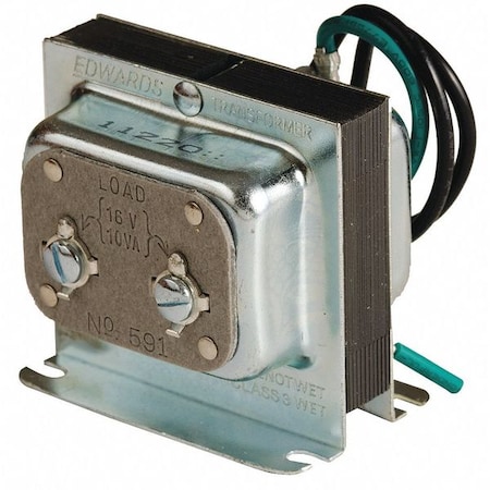 Edwards Signaling Class 2 Transformer, 10 VA, Not Rated, 16V AC, 120V AC 591