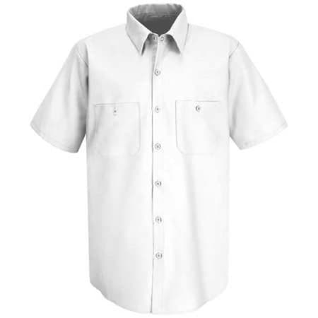 Red Kap Men's Short Sleeve Work Shirt, Cotton/Polyester, Button, 2 Front Pocket(s), White, M SP24WH SS M