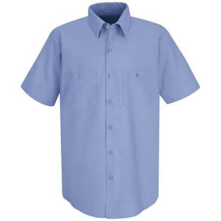 Red Kap Men's Short Sleeve Industrial Work Shirt, Cotton/Polyester, Button, 2 Front Pocket(s), Light Blue SP24LB SS M