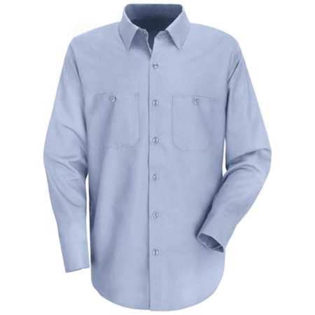 Red Kap Men's Long Sleeve Industrial Work Shirt, Cotton/Polyester, Button, 2 Front Pocket(s), Light Blue, M SP14LB RG M