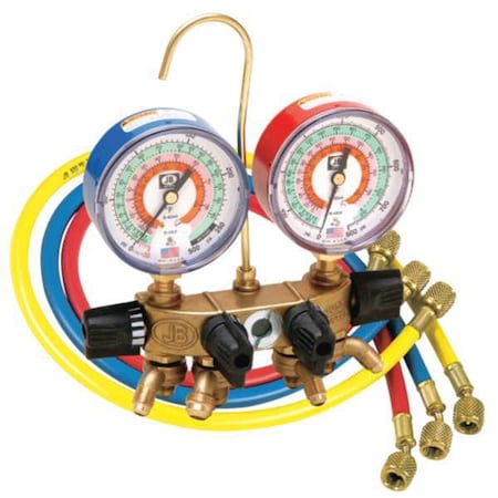 JB INDUSTRIES Manifold Gauge, 4-Valve 26200-310