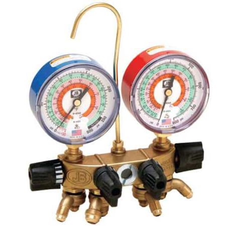 Jb Industries Manifold Gauge, 4-Valve 26133