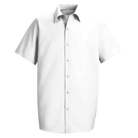 Red Kap Men's Short Sleeve Shirt, Cotton/Polyester, Button, No Pocket(s), White, L SP26WH SS L