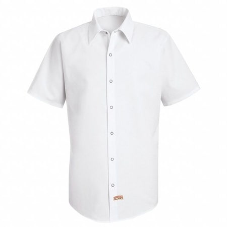 Red Kap Men's Industrial Short Sleeve Shirt, Polyester, Button, No Pocket(s), White, L SS26WH SSLL