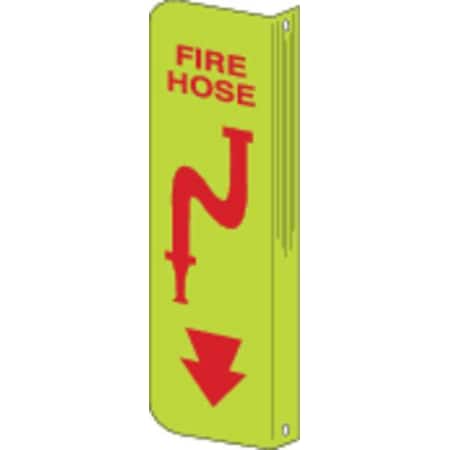 Brady Fire Hose Sign, 18X4", WHT/R, FH, ENG 50698