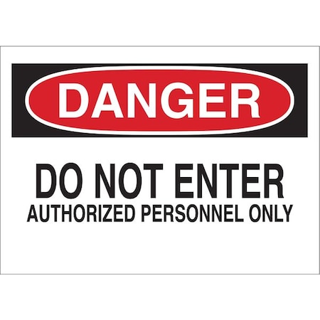 Brady Danger Admittance Sign, Fiberglass, Rectangle, English 69097