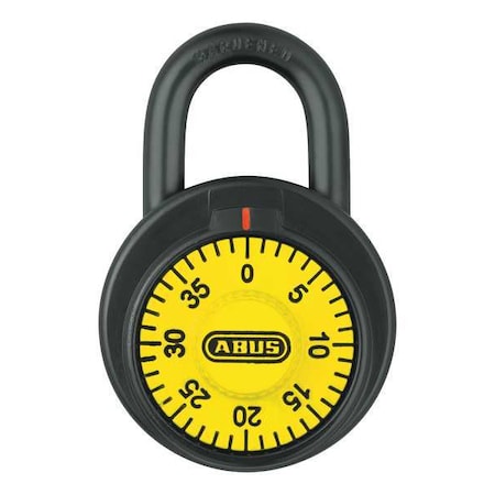 Abus Combination Padlock, Front, Black/Silver 78/50 Yellow