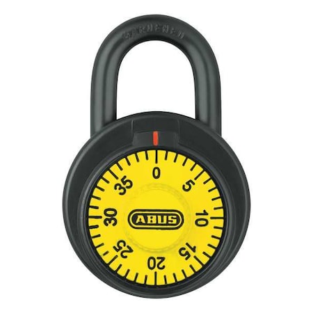 Abus Combination Padlock, 2 in, Round, Black 78/50 KC Yellow