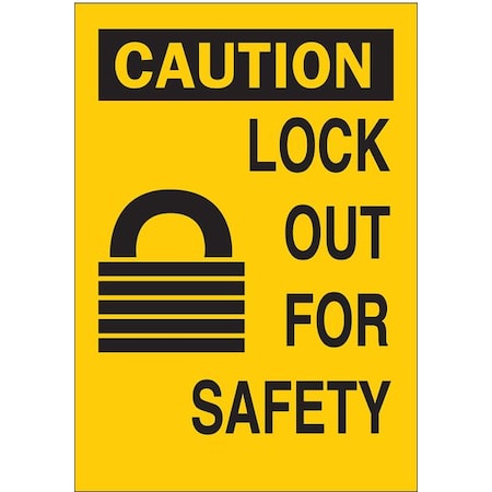 Brady Caution Sign, 10 in Height, 7 in Width, Aluminum, Rectangle, English 42432