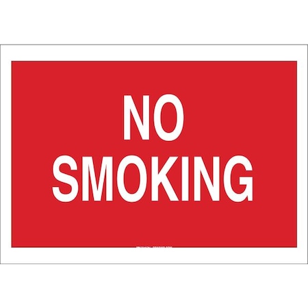 Brady No Smoking Sign, 10" H, 14 in W, Polyester, Rectangle, English, 141945 141945