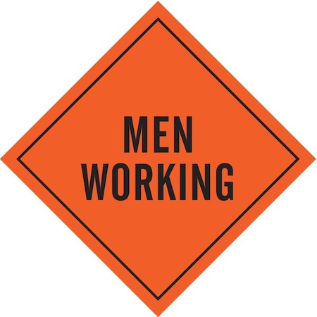 Brady Roll-Up Sign, 48" W, 48 in H, English, Mesh, Black, Orange 56800