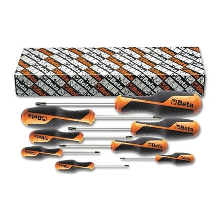Beta Screwdriver Sets, 1268RTX/S8, 8 pcs. T9, T10, T15, T20, T25, T27, T30, T40 Round 012680307