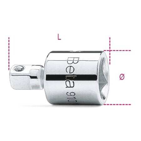 Beta 3/8" Female Square Drive Adaptor, 3/8"-1/4" Drive, SAE, 1 pcs 009100810