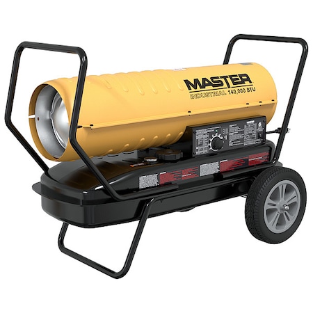 Master Portable Oil and Kerosene Torpedo Heater, Diesel, Kerosene, 540 cfm, 3,500 sq ft Heat Area 10 gal 140TMHD-KFA