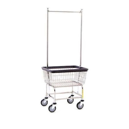 R&B Wire Products Wire Utility Cart with Double Pole Rack, 2.5 Bushel, Chrome 100CEC58C