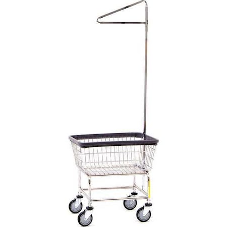 R&B Wire Products Wire Utility Cart with Single Pole Rack, 2.5 Bushel, Chrome 100CEC91C