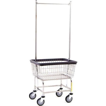 R&B Wire Products Wire Utility Cart with Double Pole Rack, 2 Bushel, Chrome 100CDC58C