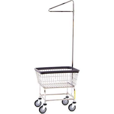 R&B Wire Products Wire Utility Cart with Single Pole Rack, 2 Bushel, Chrome 100CDC91C