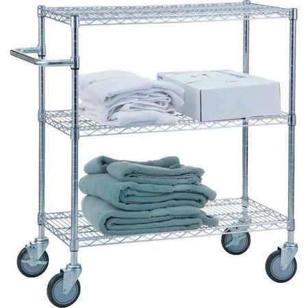 R&B Wire Products Utility Cart, Steel, 250 lb Per Shelf Load Capacity, 3 Shelves, 48" L, 18" W, 42" H UC1848