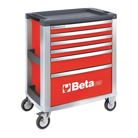 Beta Mobile Rolling Cab, 6 Drawer, Red, Thermoplastic, Aluminum, 500mm W x 971mm H 039000033
