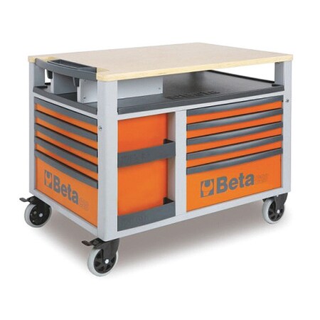 Beta Supertank Trolley With Worktop, 10 Drawer, Orange, Multiply-Wood; Nylon, Fiberglass, 800mm W x 028000301
