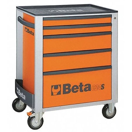 Beta Mobile Rolling Cab, 5 Drawer, Orange, Thermoplastic, 445mm W x 955mm H 024002051