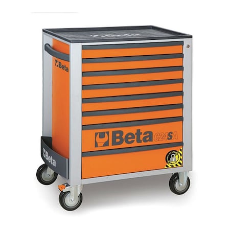 Beta Mobile Rolling Cab With Anti-Tilt System, 8 Drawer, Orange, Thermoplastic, 445mm W x 955mm H 024002181