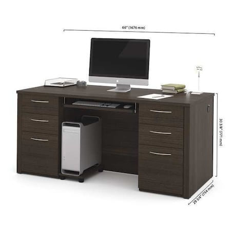 Embassy Executive Desk Executive Desk Kit, 66", Dark Chocolate, 29.8" D X 30.4" H, 66" W X Melamine 60850-79
