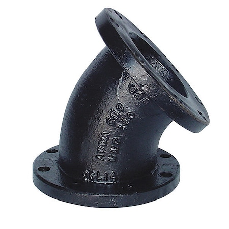 Zoro Select Elbow, 45 deg, 8", 125, Flg, Black 4319001350