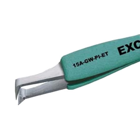 Excelta Tweezers, Carbon Steel, 4 1/2" L, Bent 15A-GW-PI