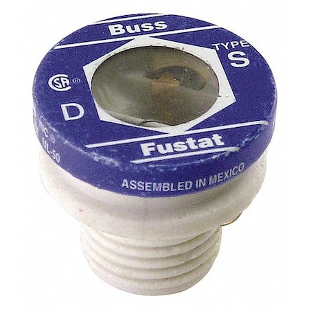 Plug Fuse, S Series, Time-Delay, 5.60A, 125V AC, Indicating, 10kA at 125V AC, 4 PK -  EATON BUSSMANN, S-5-6/10