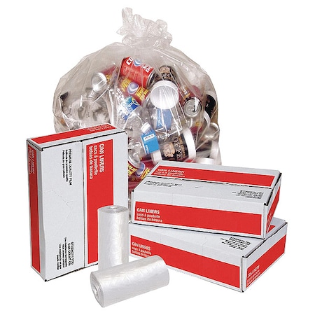 Tough Guy 16 Gal Trash Bags, 23 in x 31 in, Heavy-Duty, 0.59 mil, Clear, 500 Pack 15E453