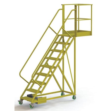 Tri-Arc 132 in H Steel Cantilever Rolling Ladder, 9 Steps, 300 lb Load Capacity UCU500920246