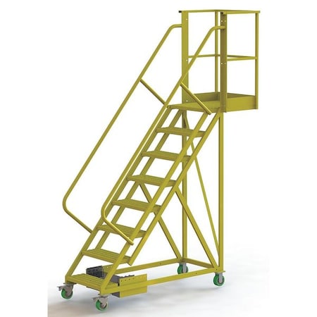 Tri-Arc 122 in H Steel Cantilever Rolling Ladder, 8 Steps, 300 lb Load Capacity UCU500820242