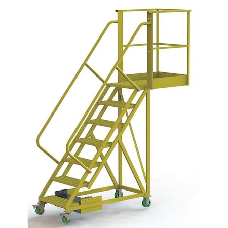 Tri-Arc 112 in H Steel Cantilever Rolling Ladder, 7 Steps, 300 lb Load Capacity UCU500730246
