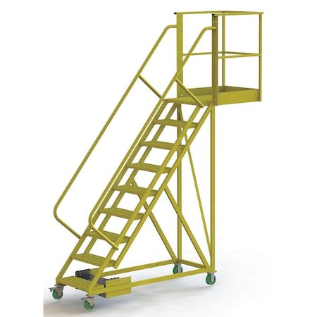 Tri-Arc 132 in H Steel Cantilever Rolling Ladder, 9 Steps, 300 lb Load Capacity UCU500930246