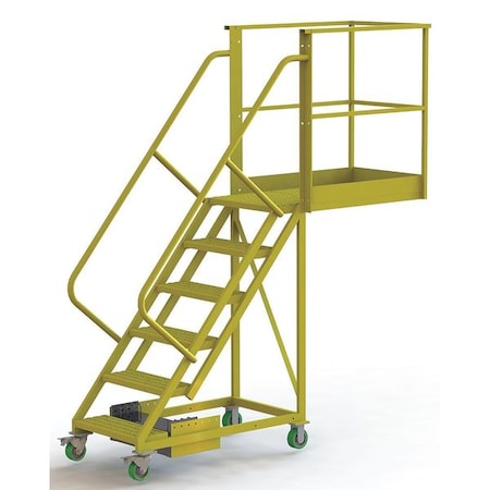 Tri-Arc 102 in H Steel Cantilever Rolling Ladder, 6 Steps, 300 lb Load Capacity UCU500640246